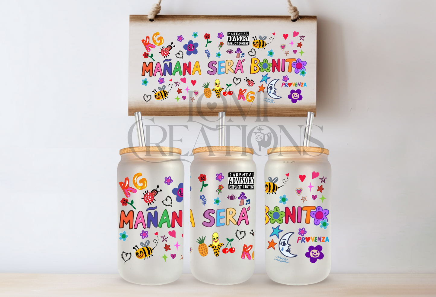 Mañana Sera Bonito 16 Oz frosted glass